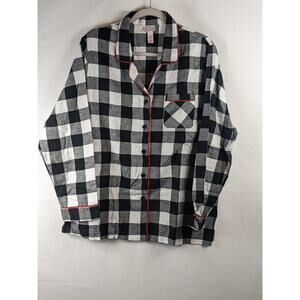 Pajama Coat‎ Top Buffalo Check Plaid Button Front XL Black White Wondershop PJs